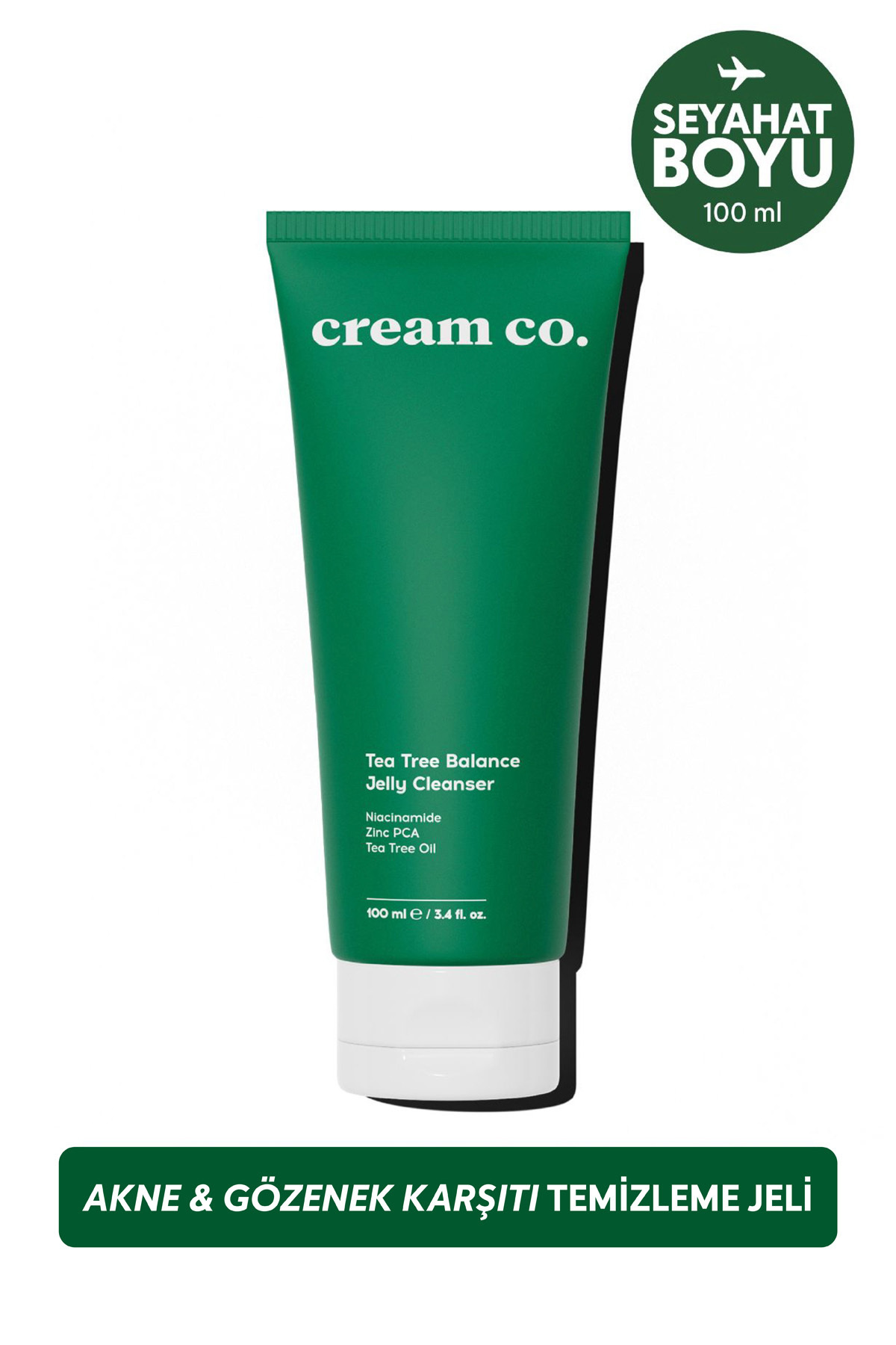 Cream Co. Sivilce & Akne & Siyah Nokta Karşıtı Yüz Temizleme Jeli | Niacinamide Çay Ağacı Yağı | 100 ML