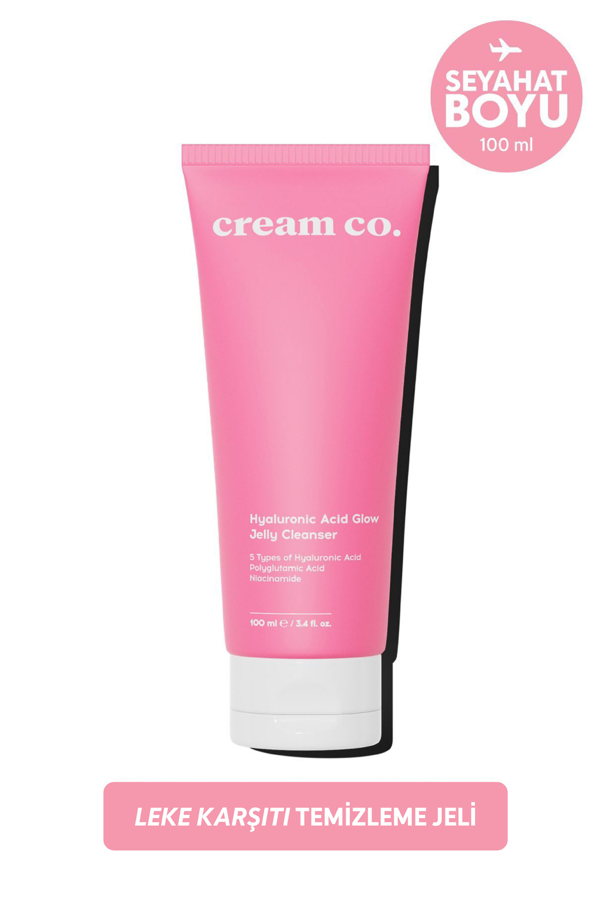 Cream Co. Leke Karşıtı Nemlendirici Yüz Temizleme Jeli Niacinamide Hyalüronik Asit | 100 ML | Tüm Cilt Tipleri