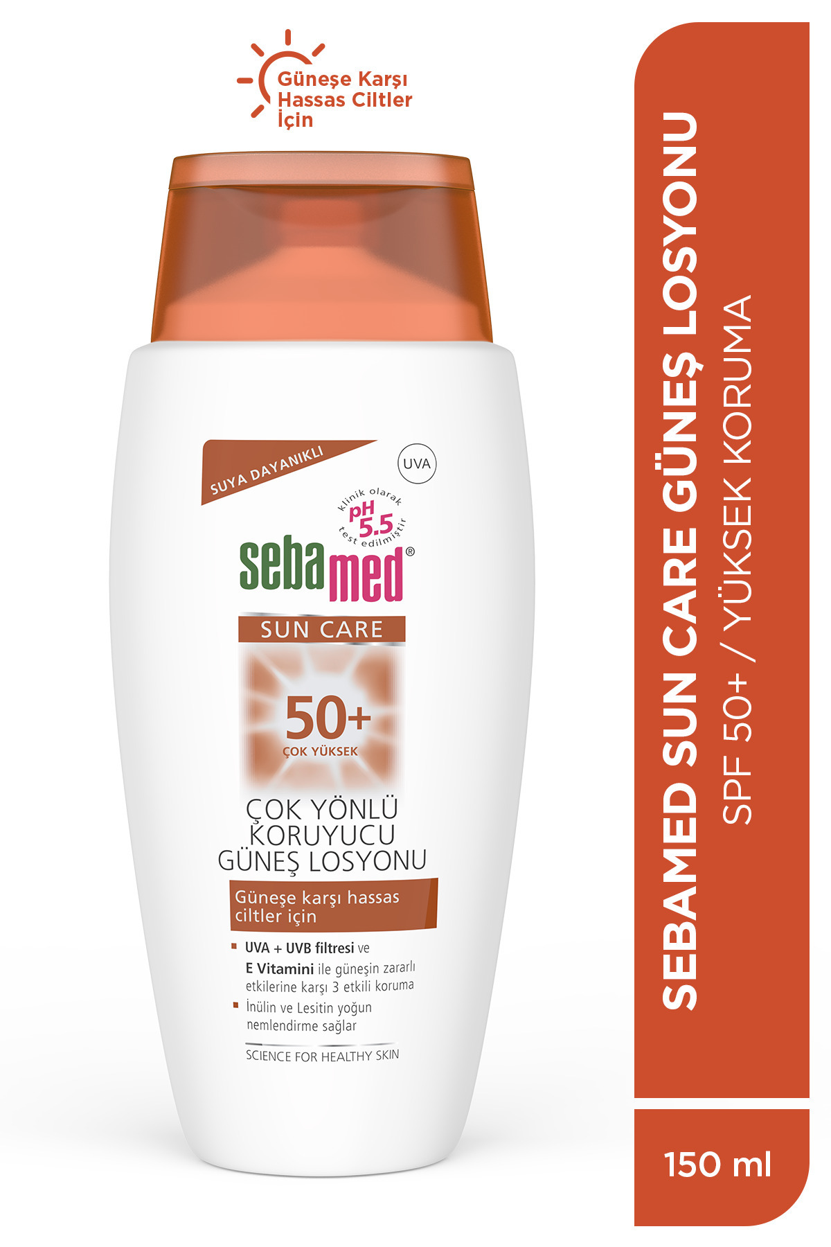 Sebamed Sun Care SPF 50+ UVA/UVB Filtresi ve E Vitamini Üçlü Yüksek Koruma Çok Yönlü Güneş Losyonu 150 ml