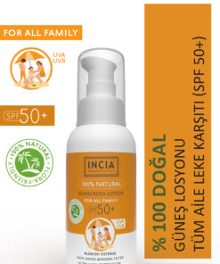 INCIA 0 Doğal Organik Tamanu Yağlı Güneş Losyonu Mineral Filtreli Tüm Aile İçin SPF 50+ UVA UVB 100 ml