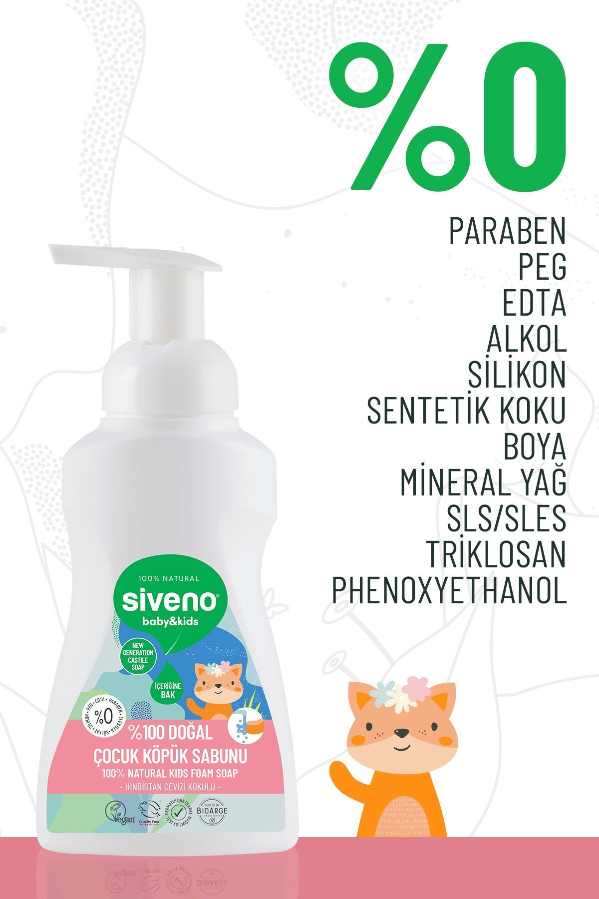 Siveno 0 Doğal Zeytinyağlı Çocuk Köpük Kastil Sabun Yoğun Nemlendirici Arındırıcı Bitkisel Vegan 250ml - Görsel 3