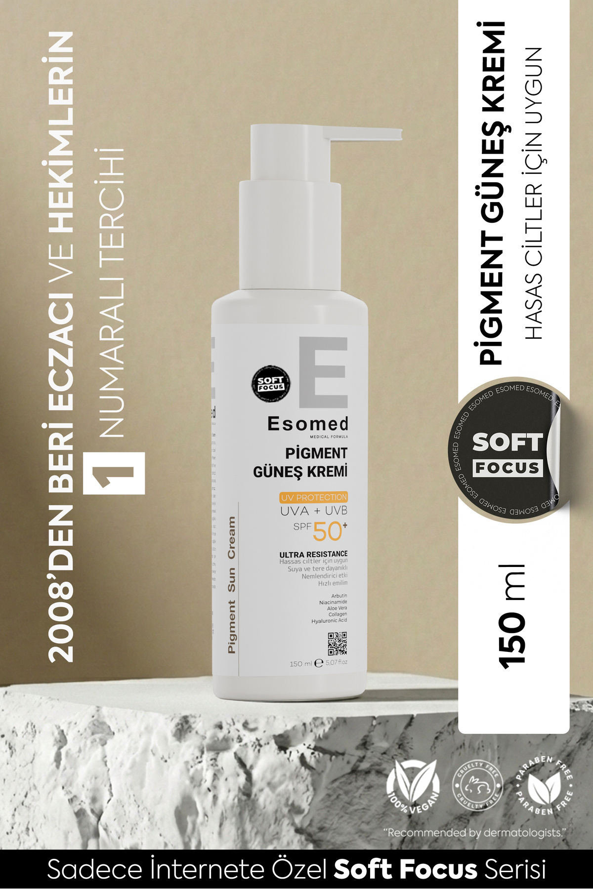 Esomed Tüm Ciltler İçin Güneş Kremi Ton Eşitleyici Leke Karşıtı Aydınlatıcı Etkili SPF50+ Yüksek Koruma