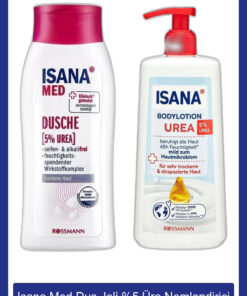 ISANA Med Duş Jeli %5 Üre Nemlendirici 250 ml + Vücut Losyonu %5 Üre 300 ml