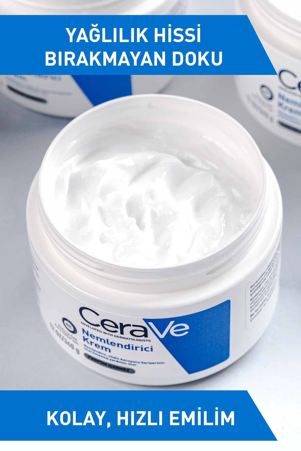 CeraVe Kuru Ciltler için Seramid & Hyalüronik Asit İçeren Nemlendirici Yüz ve Vücut Kremi 340gr - Görsel 3