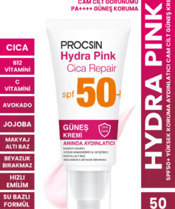 PROCSIN Hydra Pink (RENKLİ) Spf50 Bariyer Güçlendirici Cam Cilt Güneş Kremi Pa