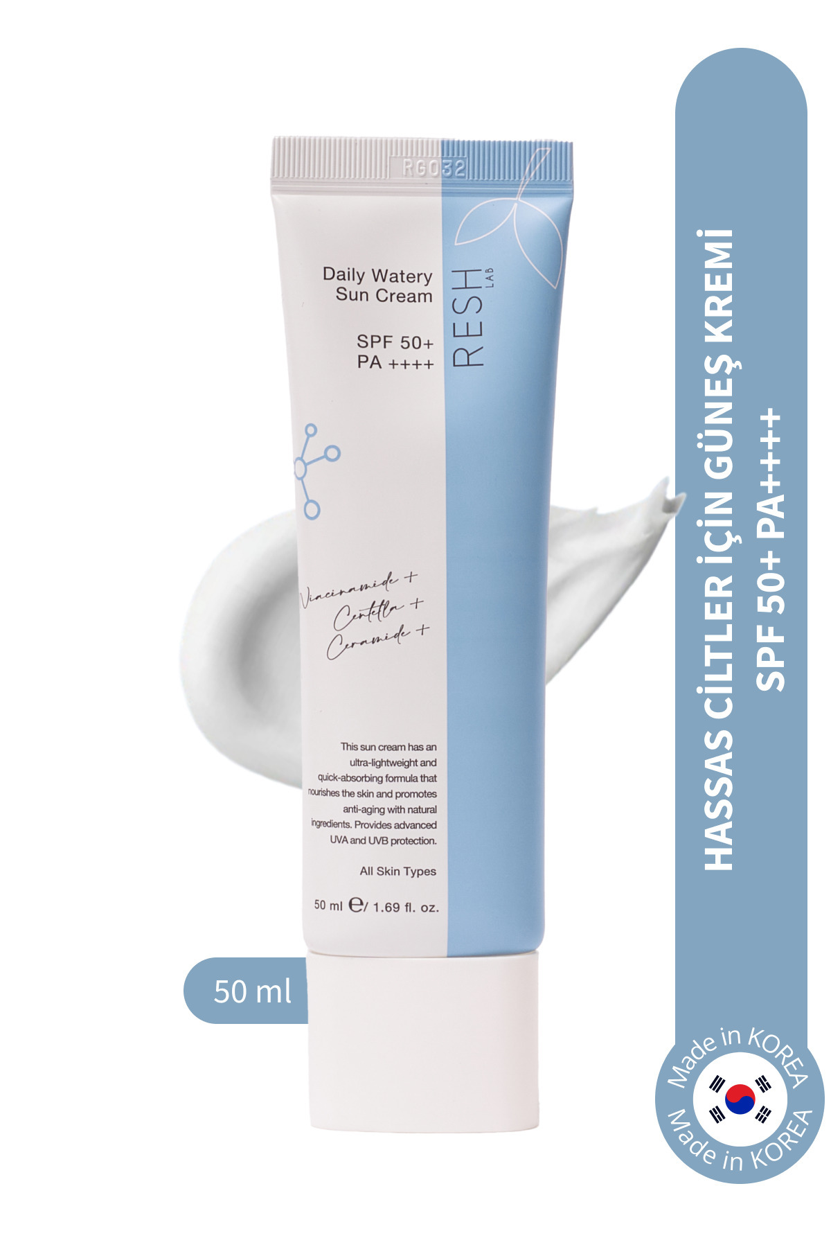 RESH LAB Daily Watery Sun Cream SPF50+ PA++++ 50ml - Hafif Yapılı Güneş Koruyucu Krem