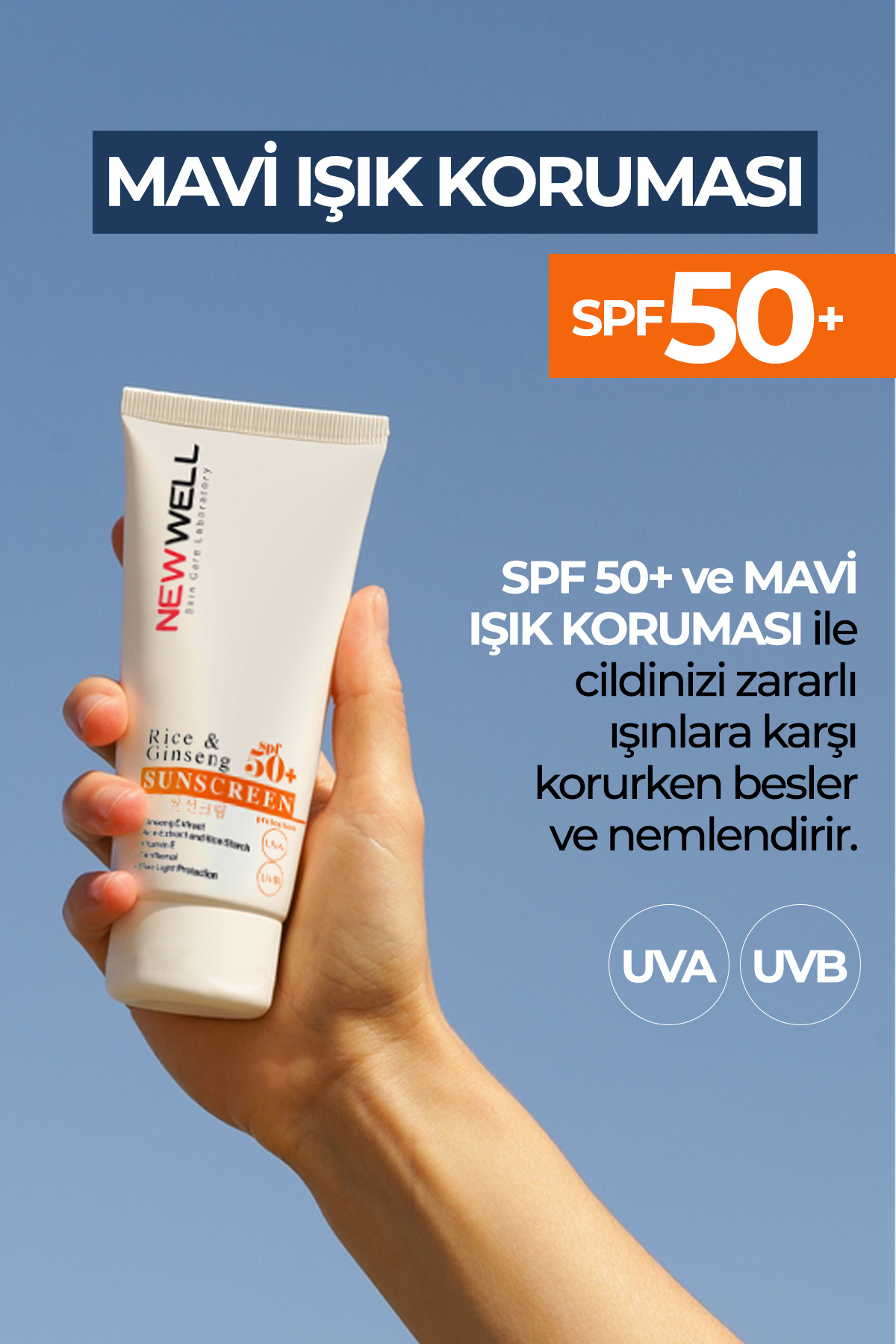 New Well Rice & Ginseng Sunscreen Spf50+ Pirinç Özlü Güneş Kremi 50 ML - Görsel 3
