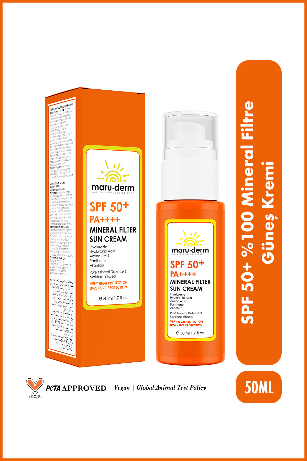 Maru.Derm 0 Mineral Filtre Güneş Kremi SPF 50+ PA++++ 50 ML