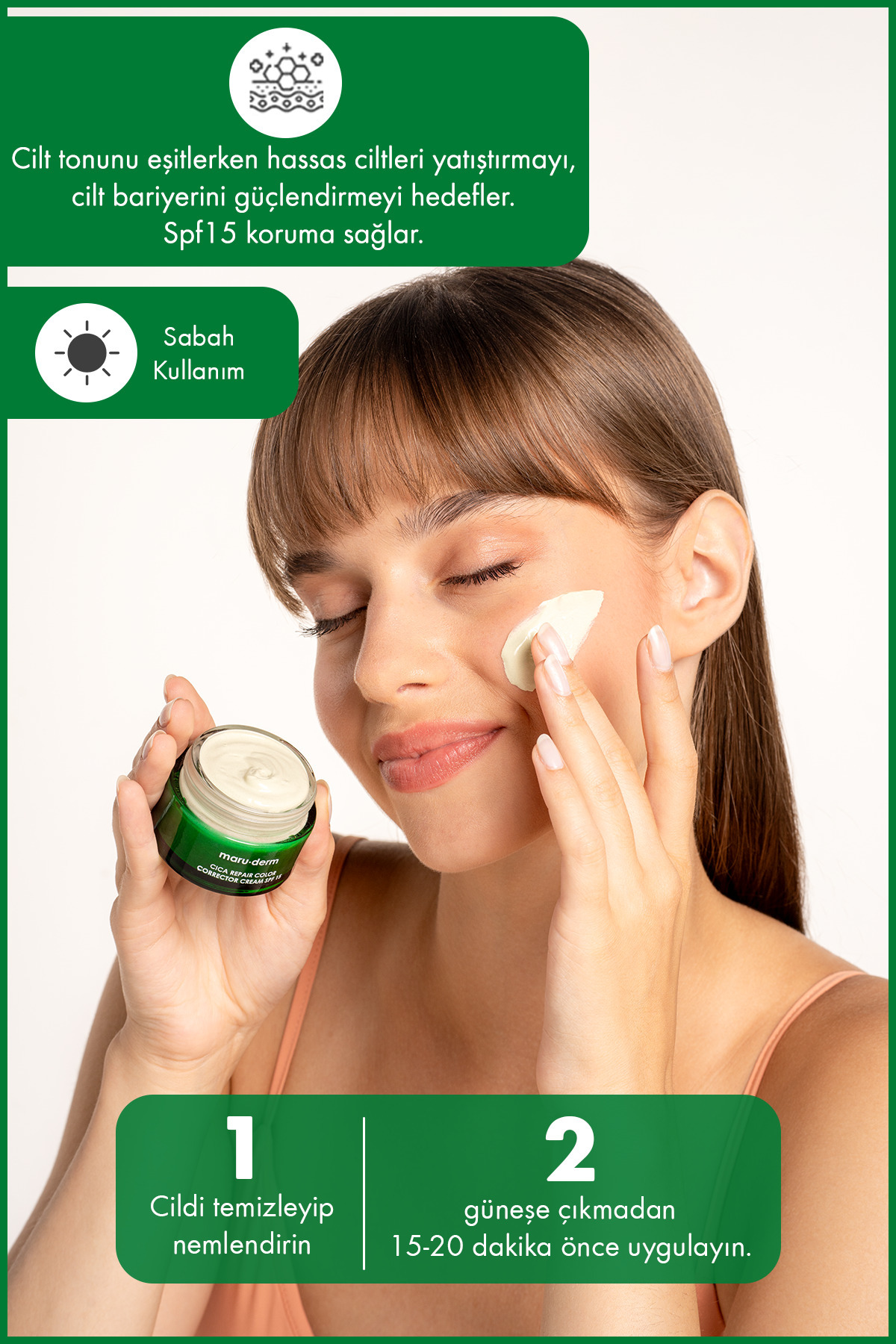 Maru.Derm Cica Cilt Tonu Eşitleyici Krem 15 SPF - 30 ML - Görsel 3