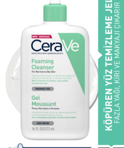 CeraVe Normal ve Yağlıya Dönük Ciltler için Niasinamid İçerikli Yağdan Arındıran Köpüren Temizleyici 473 ml