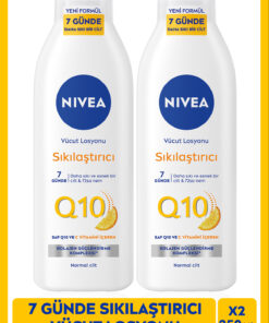 NIVEA Q10 7 Günde Sıkılaştırıcı Vücut Bakım Losyonu 250ml, C Vitamini, Nemlendirici, Kolajen, X2 Adet