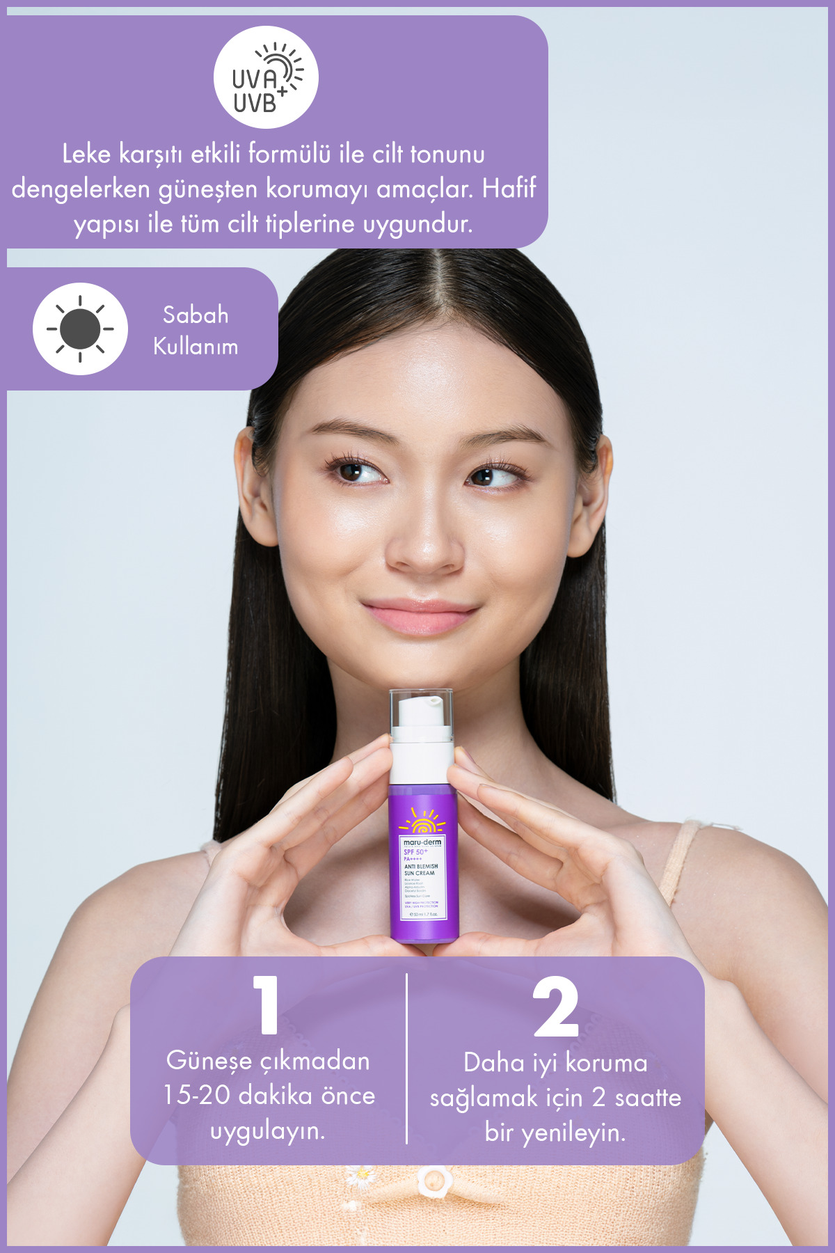 Maru.Derm Leke Karşıtı Güneş Kremi SPF 50+ PA++++ | Yeni Nesil Kore Filtreli 50 ML - Görsel 3