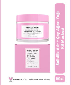 Maru.Derm Kil Maskesi | Salisilik Asit + Çay Ağacı Yağı Kil Maskesi 100 ML | Siyah Nokta / Gözenek | Vegan