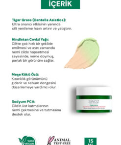 Sinoz Pure Cica Tiger Grass Anında Ton Eşitleyici Onarıcı Yüz Bakım Kremi 15 ml - Görsel 3