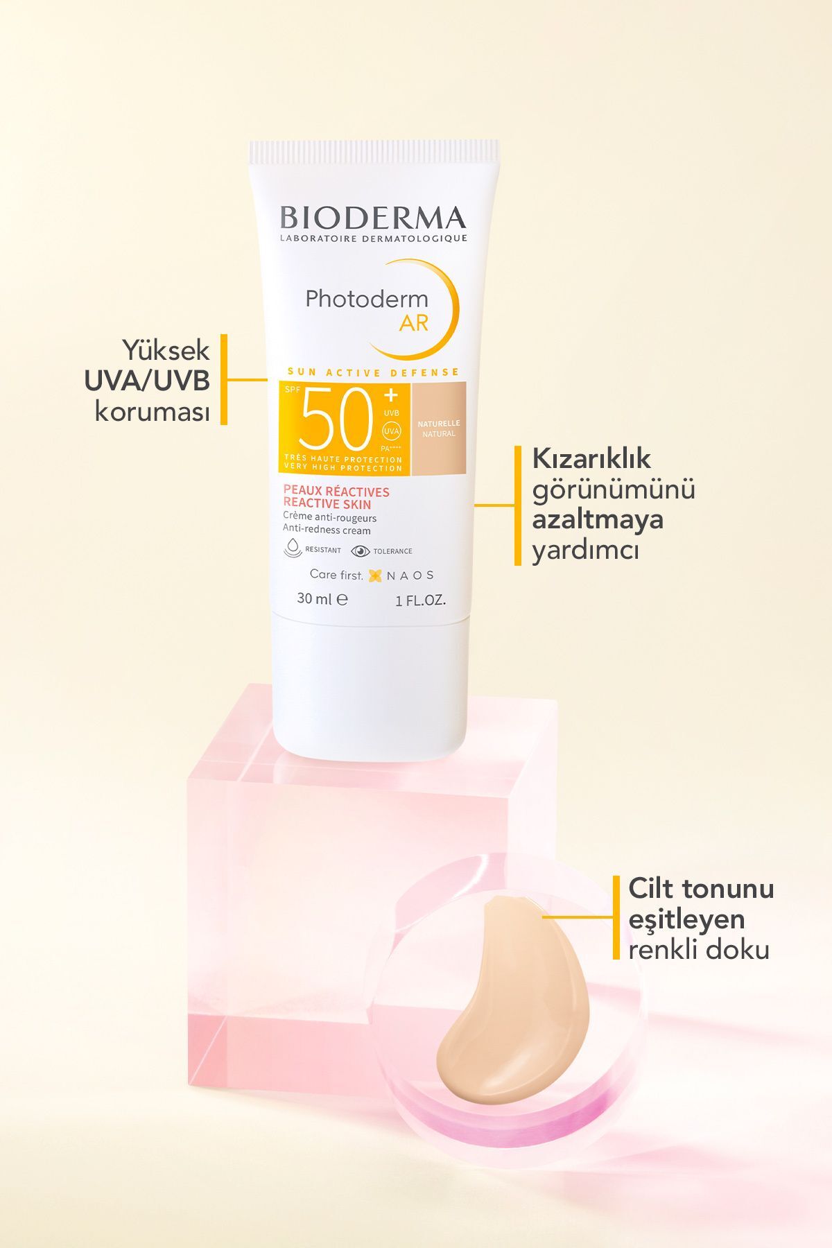 Bioderma Photoderm AR SPF50+ Kızarıklık Karşıtı Yüksek Korumalı Renkli Yüz Güneş Kremi 30 ml - Görsel 3