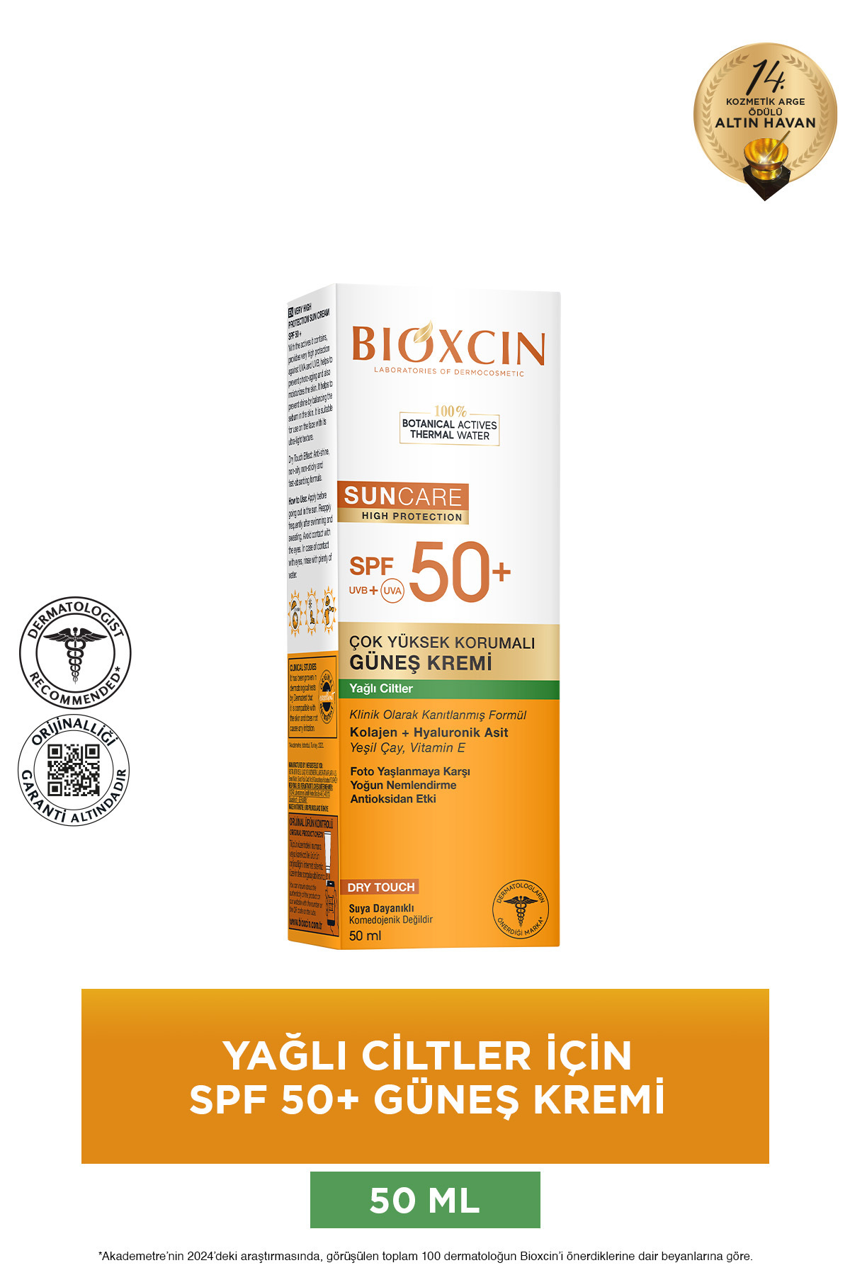 Bioxcin Sun Care Spf 50 Çok Yüksek Korumalı Güneş Kremi 50 ml Karma Yağlı Cilt - Kolajen Hyaluronik