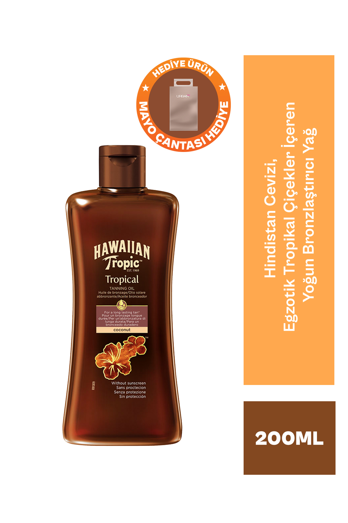 Hawaiian Tropic Coconut Bronzlaştırıcı Vücut Yağı 200 ml