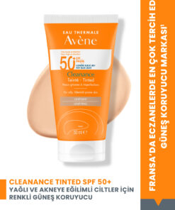 Avene Cleanance SPF 50+ Yağlı ve Akneye Eğilimli Ciltler için Yüksek Korumalı Renkli Güneş Kremi 50 ml