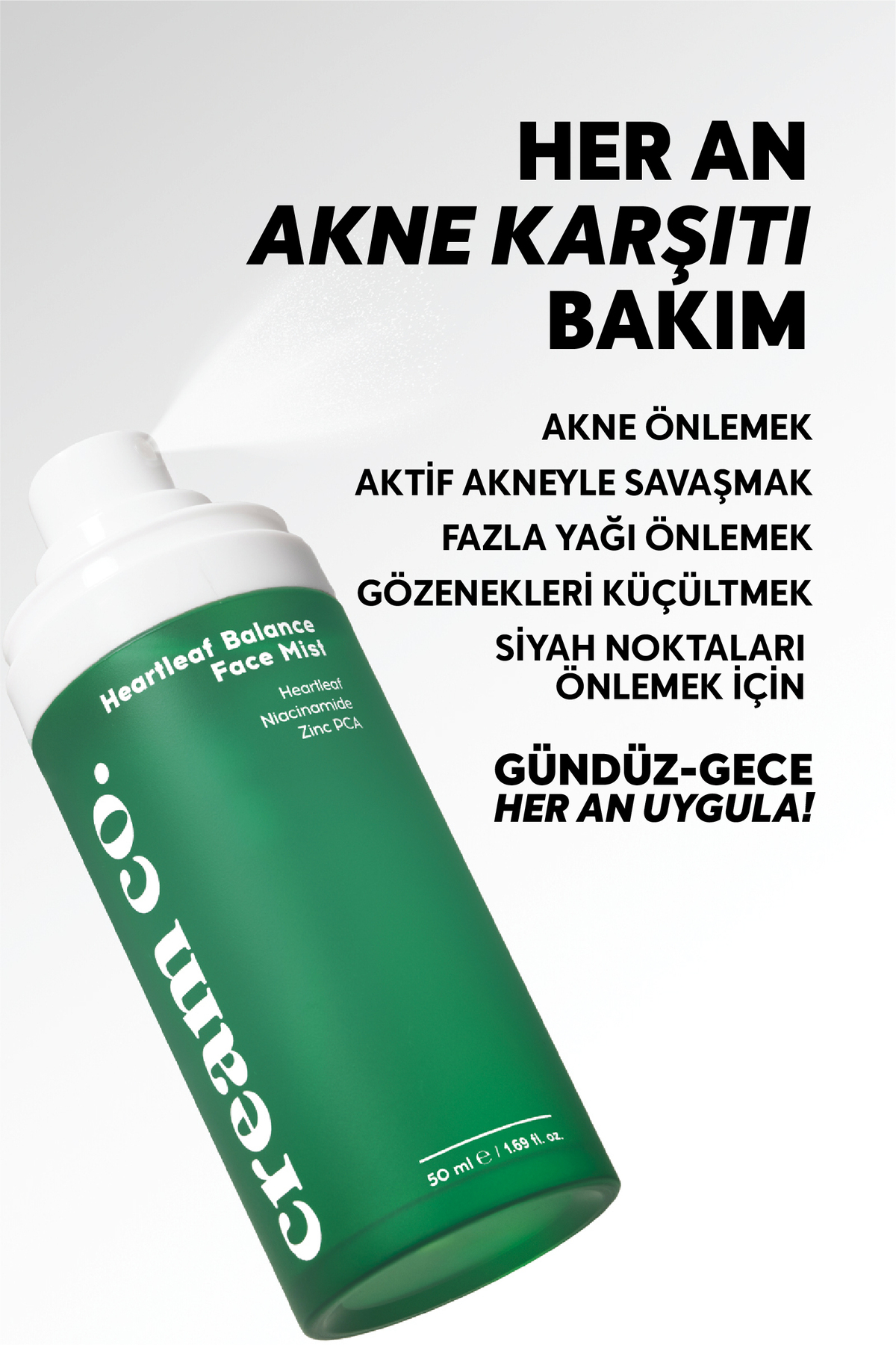 Cream Co. Gözenek Sıkılaştırıcı Ferahlatıcı Yüz Spreyi | Heartleaf Face Mist | Niacinamide | Tüm Cilt Tipleri - Görsel 3