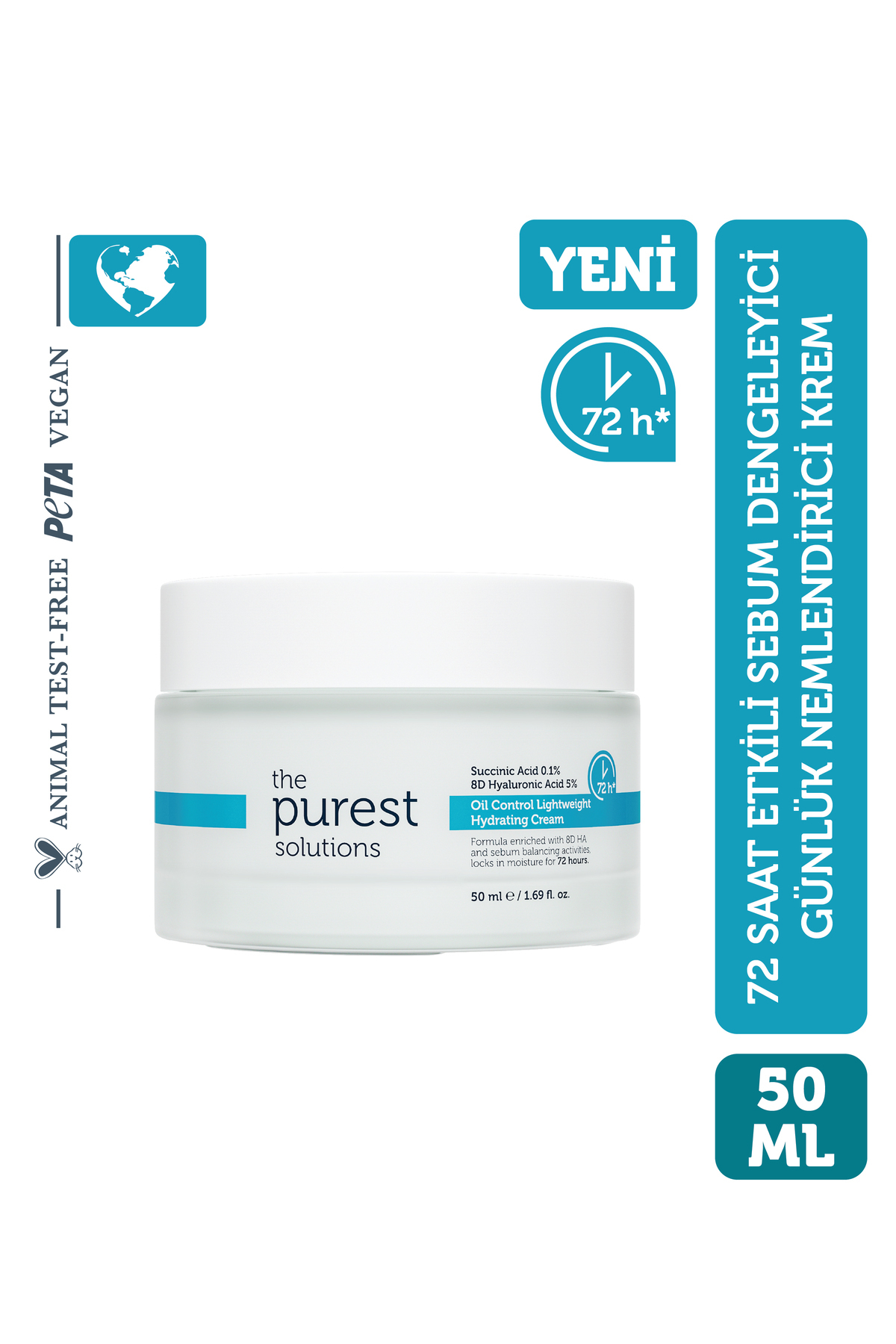 The Purest Solutions 72 Saat Etkili Sebum Dengeleyici Su Bazlı Günlük Nemlendirici Krem 50ml