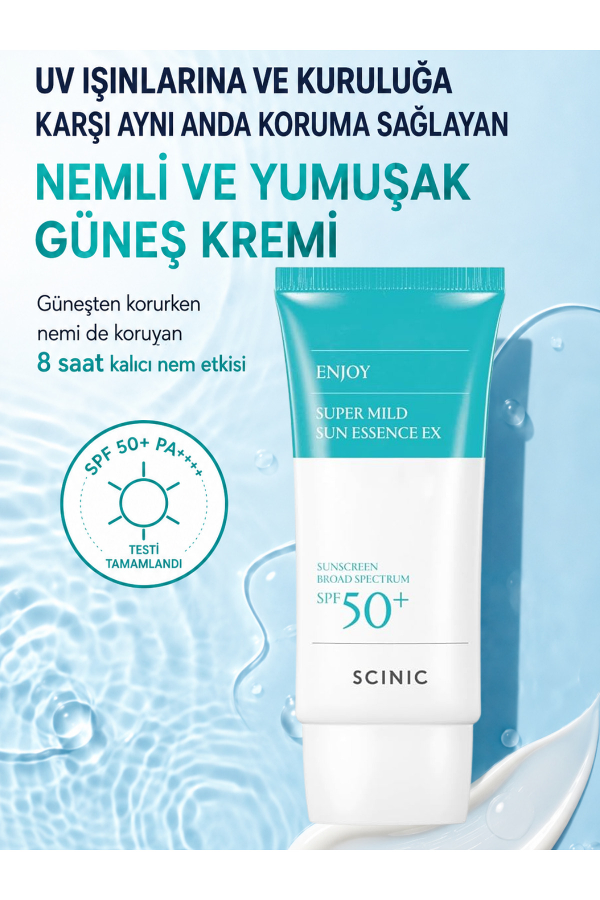 Scinic Enjoy Super Mild Sun SPF50+ Makyaj Altına Uygun Nemlendirici Güneş Kremi 50 ml - Görsel 3