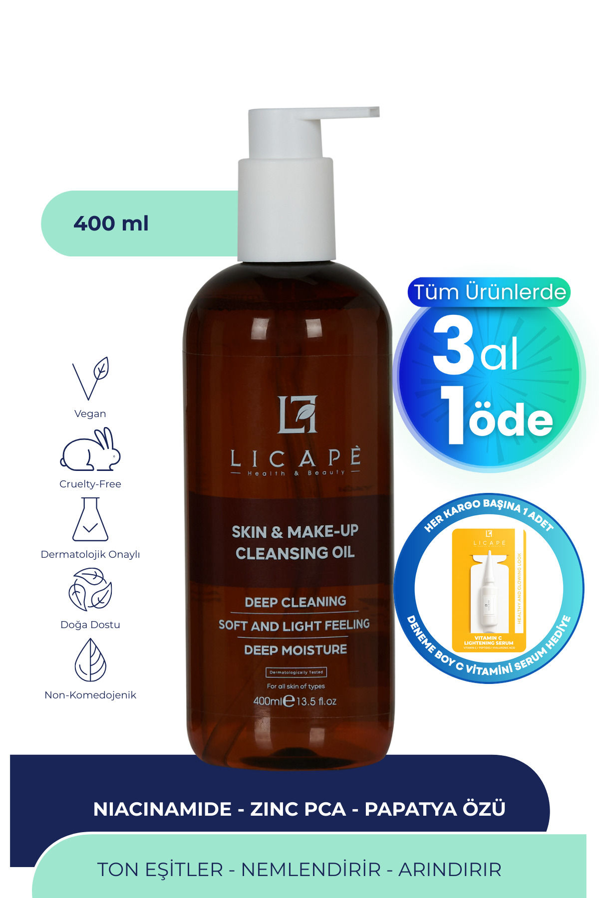 Licape İki Aşamalı Cilt Ve Makyaj Temizleme Yağı 400 ml