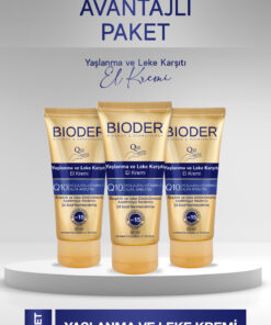 Bioder Yaşlanma Kırışıklık ve Leke Karşıtı El Kremi 50 Ml - Kolajen Q10 Arbutin C Vitamini SPF 15 3 lü