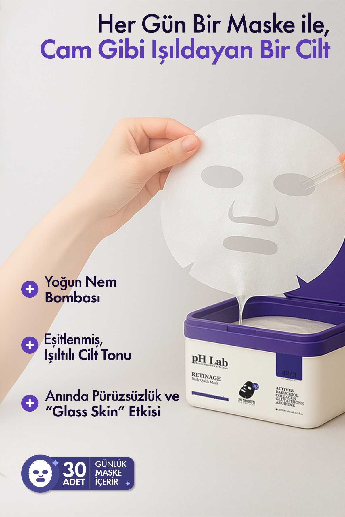Ph Lab Phlab Retinage Daily Quick Günlük 30'lu Maske - Görsel 3