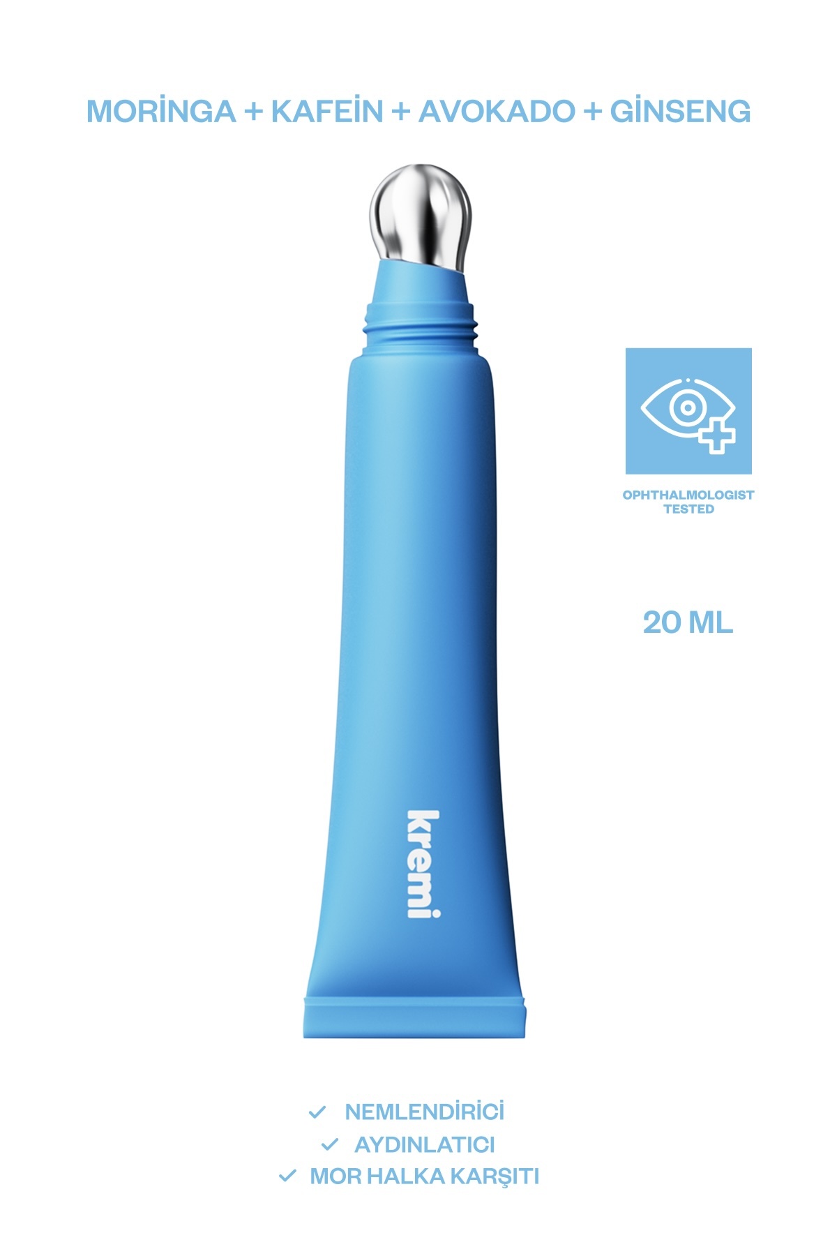 Kremi Cooling Eye Cream Göz Kremi |Göz Çevresi Nemlendirici Aydınlatıcı| Avokado Kafein Gingseng Moringa