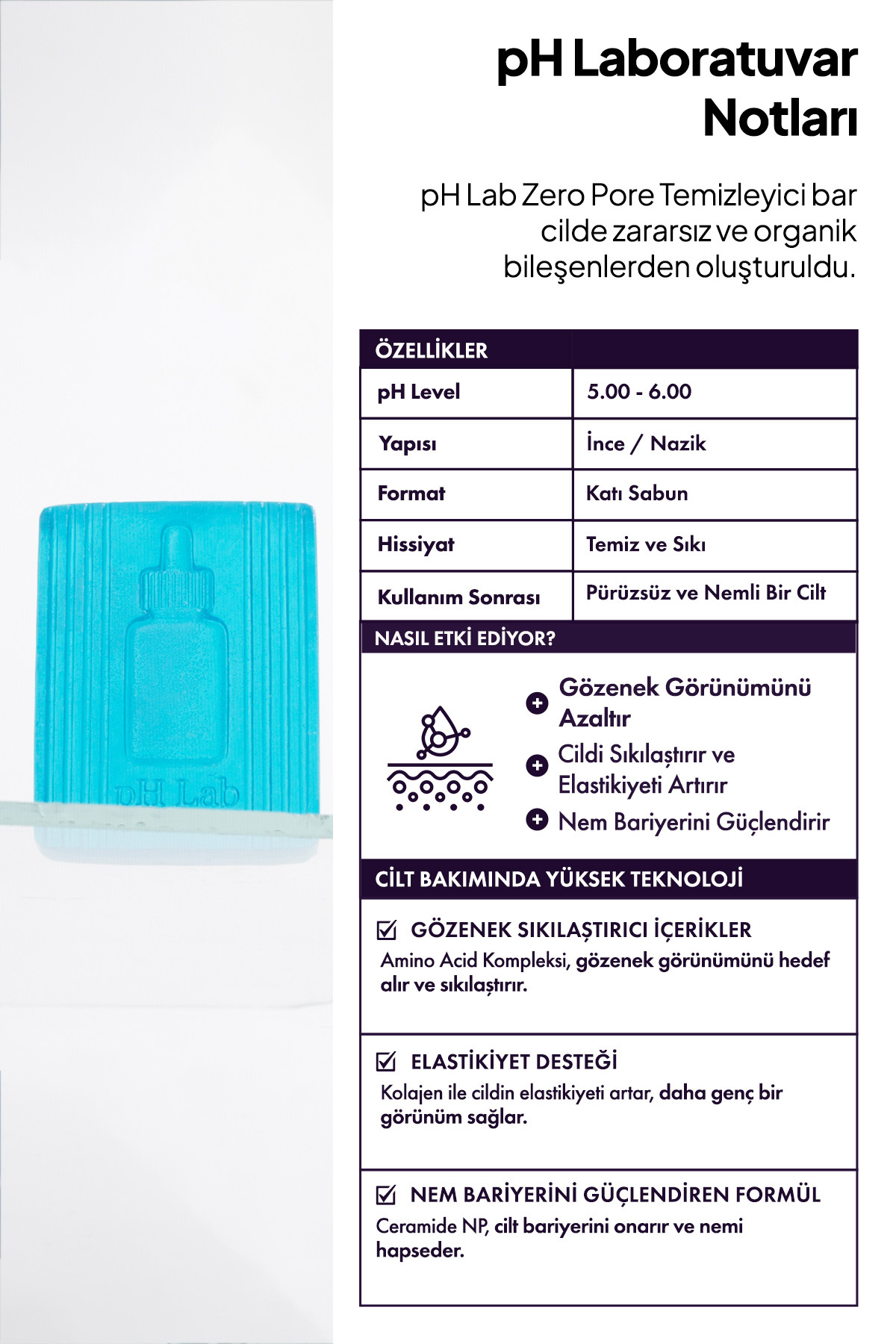 Ph Lab Phlab Zero Pore Gözenek Sıkılaştırıcı Temizleme Barı, Gözenek Temizleyici Etkili Sabun - Görsel 3