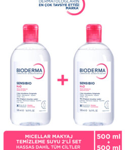 Bioderma Sensibio H2O Micellar Makyaj Temizleme Suyu 2'li Set Hassas ve Tüm Ciltler Yüz ve Göz Çevresi 500ml
