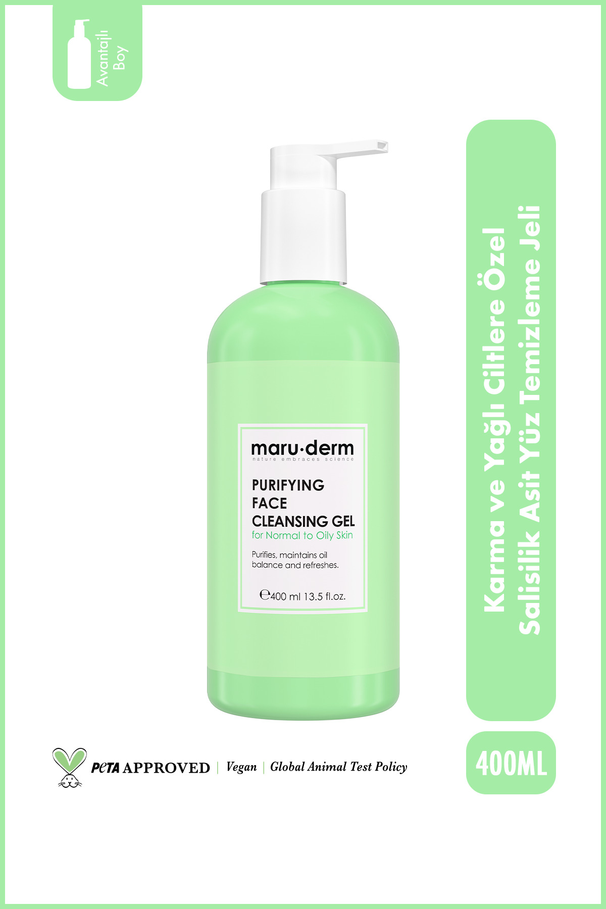 Maru.Derm Karma Ve Yağlı Ciltlere Özel Salisilik Asit Yüz Temizleme Jeli 400 ML