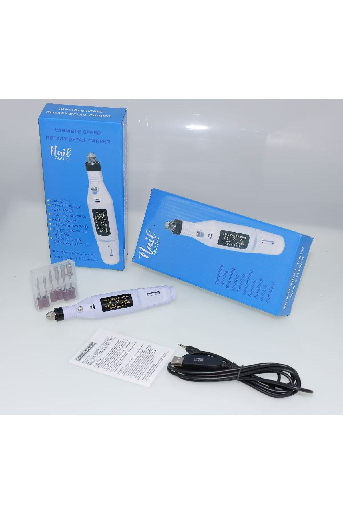 Nail Master Usb Elektrikli Yeni Nesil Tırnak Törpü Seti Manikür Pedikür Protez Ayak Nasır Mantar Freze Makinesi - Görsel 3
