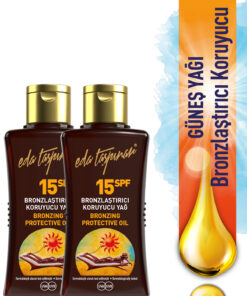 Eda Taşpınar Mini Boy Bronzlaştırıcı Koruyucu Yağ SPF 15 – Koruma & Parlak Bronzluk 50 ml x 2 ADET