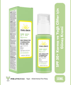 Maru.Derm Karma Ve Yağlı Ciltler için Güneş Kremi SPF 50+ PA++++ | Yeni Nesil Kore Filtreli 50 ML