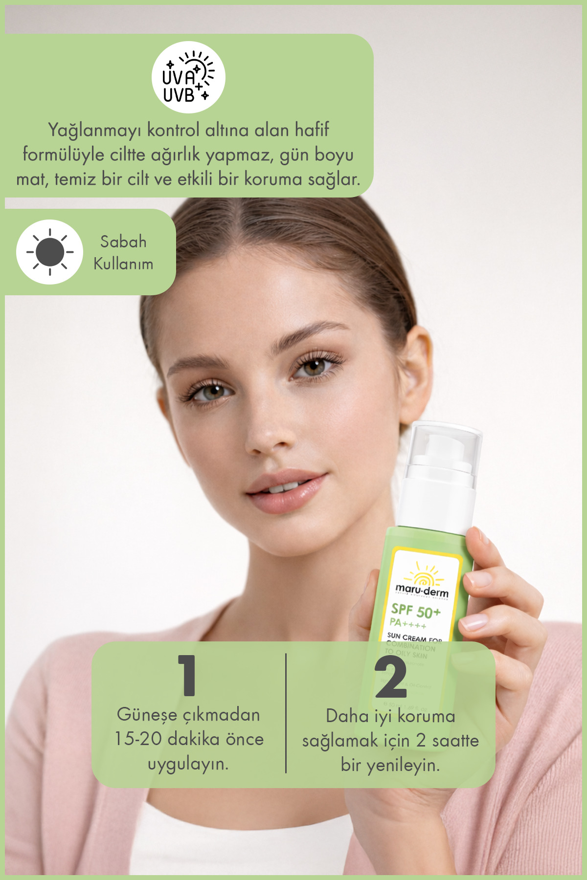 Maru.Derm Karma Ve Yağlı Ciltler için Güneş Kremi SPF 50+ PA++++ | Yeni Nesil Kore Filtreli 50 ML - Görsel 3