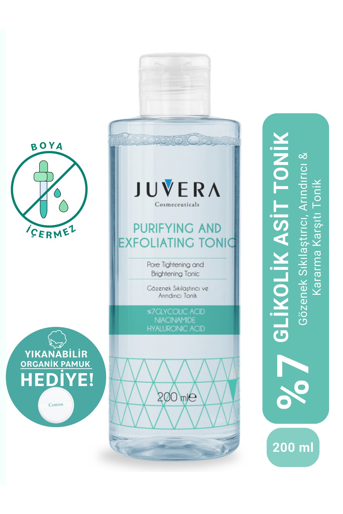 JUVERA Cosmeceuticals Glikolik Asit Içerikli Gözenek Sıkılaştırıcı Arındırıcı Ve Kararma Karşıtı Tonik 200ml