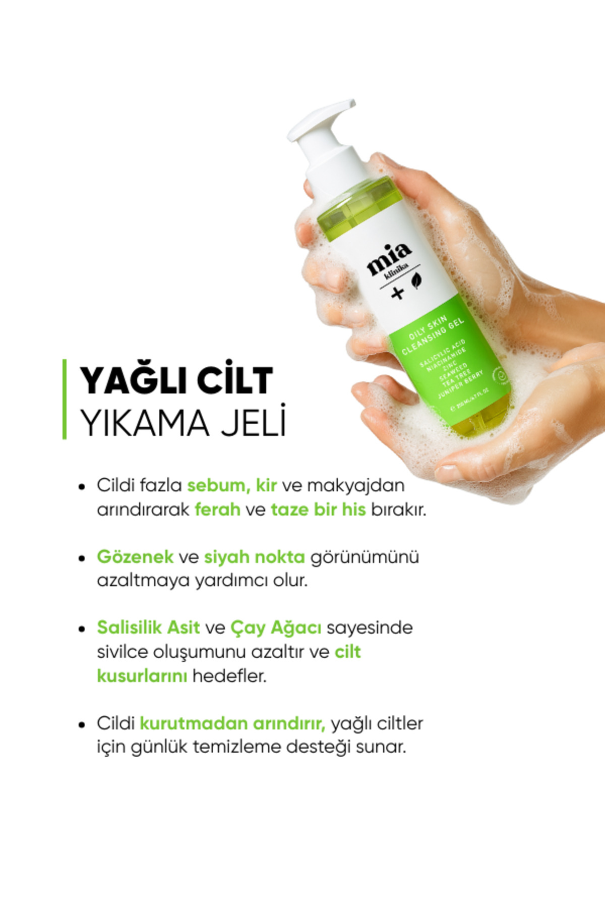 mia klinika Yağlı Akneli, Sivilceli Ve Kusurlu Ciltler İçin Yüz Yıkama Jeli - Görsel 3