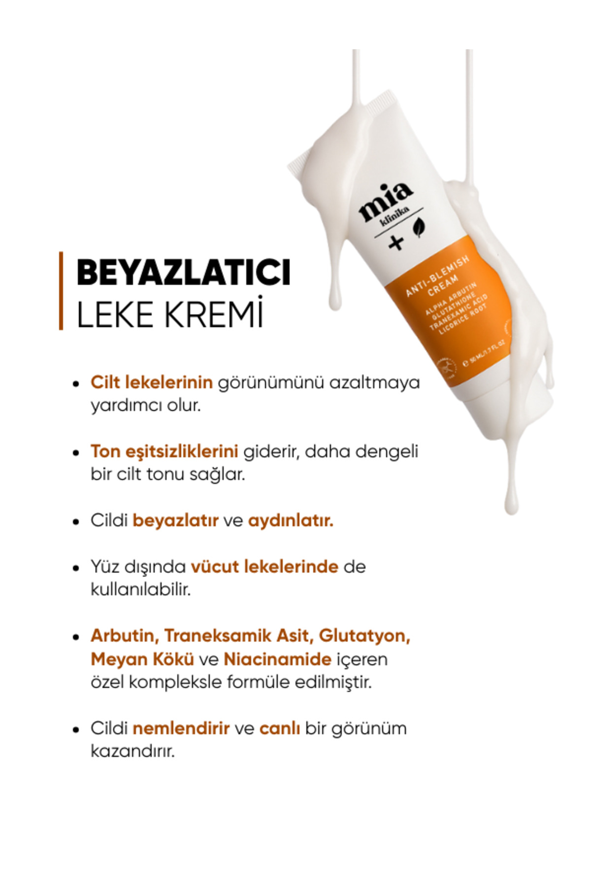 mia klinika Cilt Beyazlatıcı, Ton Eşitlemeye Yardımcı Leke Kremi - Görsel 3