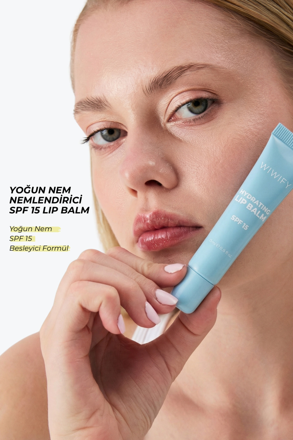 WIWIFY Hydrating Lip Balm SPF 15, Şeffaf & Parlak Bitişli Güneş Korumalı Dudak Bakımı - Görsel 3