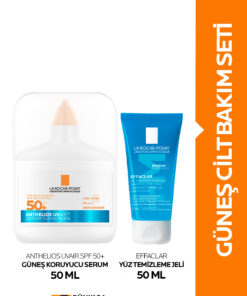 La Roche Posay Güneş Cilt Bakım Seti: Anthelios UVAIR SPF50+ Güneş Koruyucu Serum 50 ML & Effaclar Yüz Temizleme Jeli 50ml