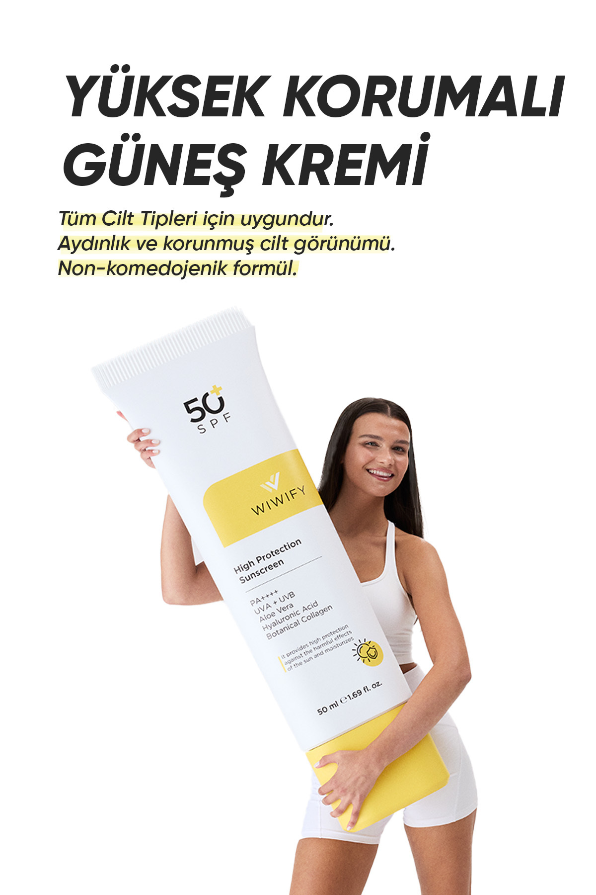 WIWIFY Leke Karşıtı, Yüksek Korumalı Güneş Kremi Spf 50+ Pa++++ (ALOE VERA ÖZLÜ) 50ml - Görsel 3