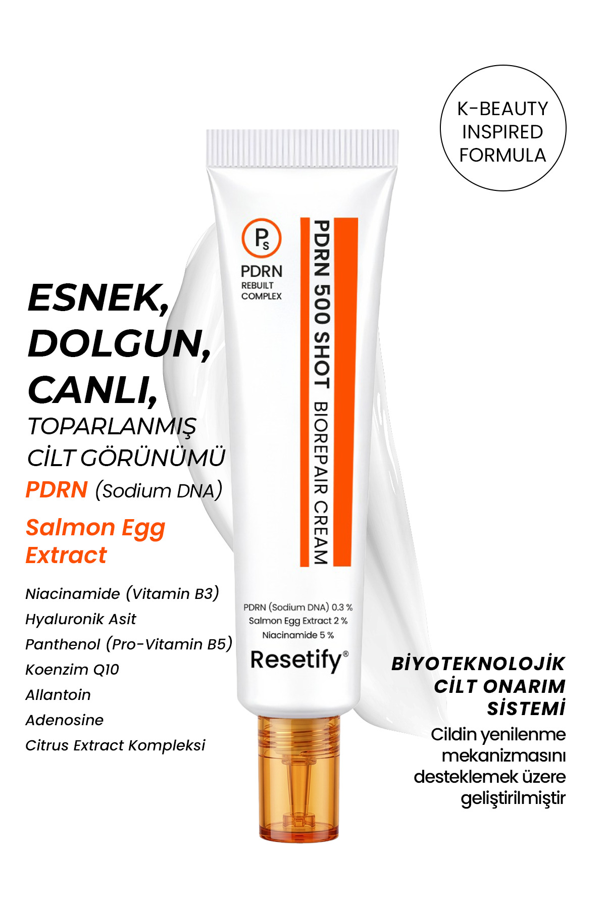 RESETIFY PDRN 500 Shot Biorepair Biyoteknoloji Onarıcı Krem 40 ML