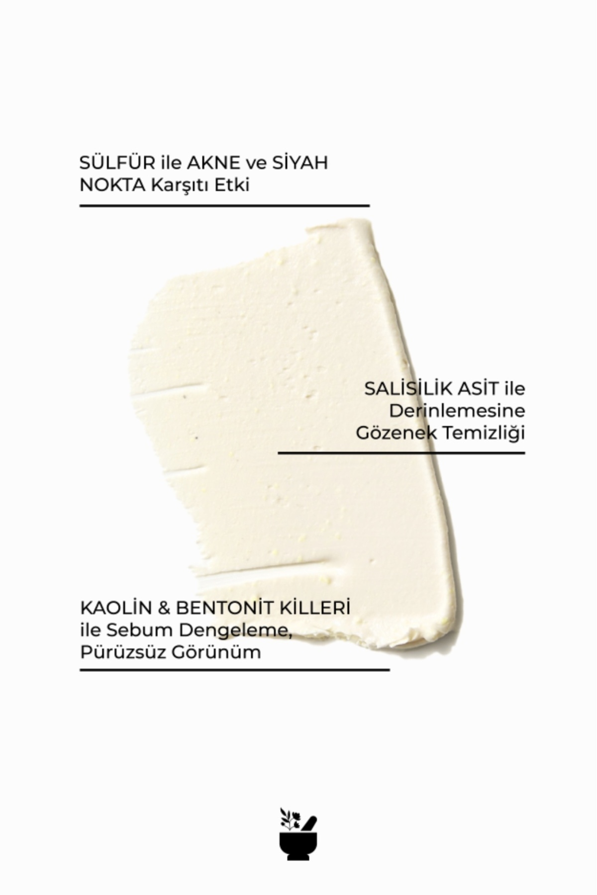 COSMED Siyah Nokta Karşıtı Salisilik Asit ve Sülfür içerikli Kil Maskesi/SALICYLIC SULFUR MASK - Görsel 3