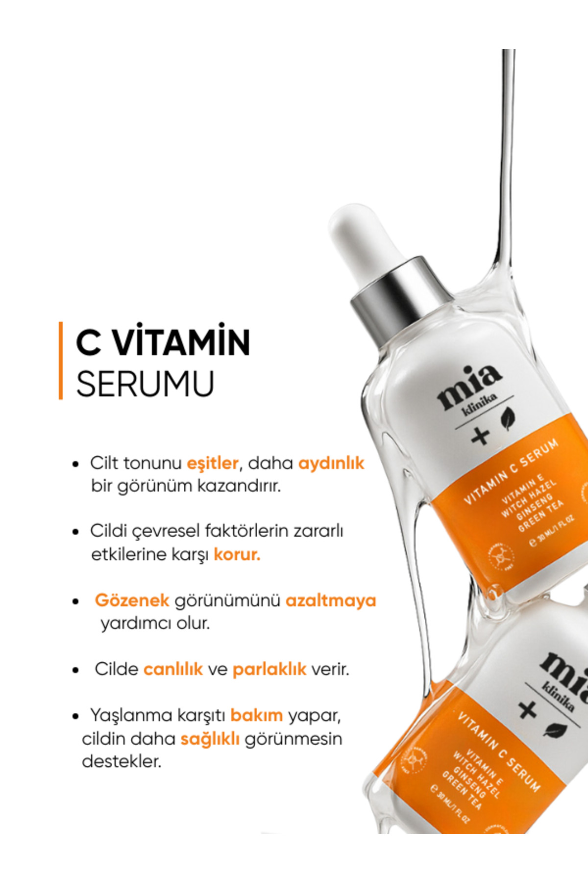 mia klinika Cilt Aydınlatıcı C Vitamini Serumu - Görsel 3