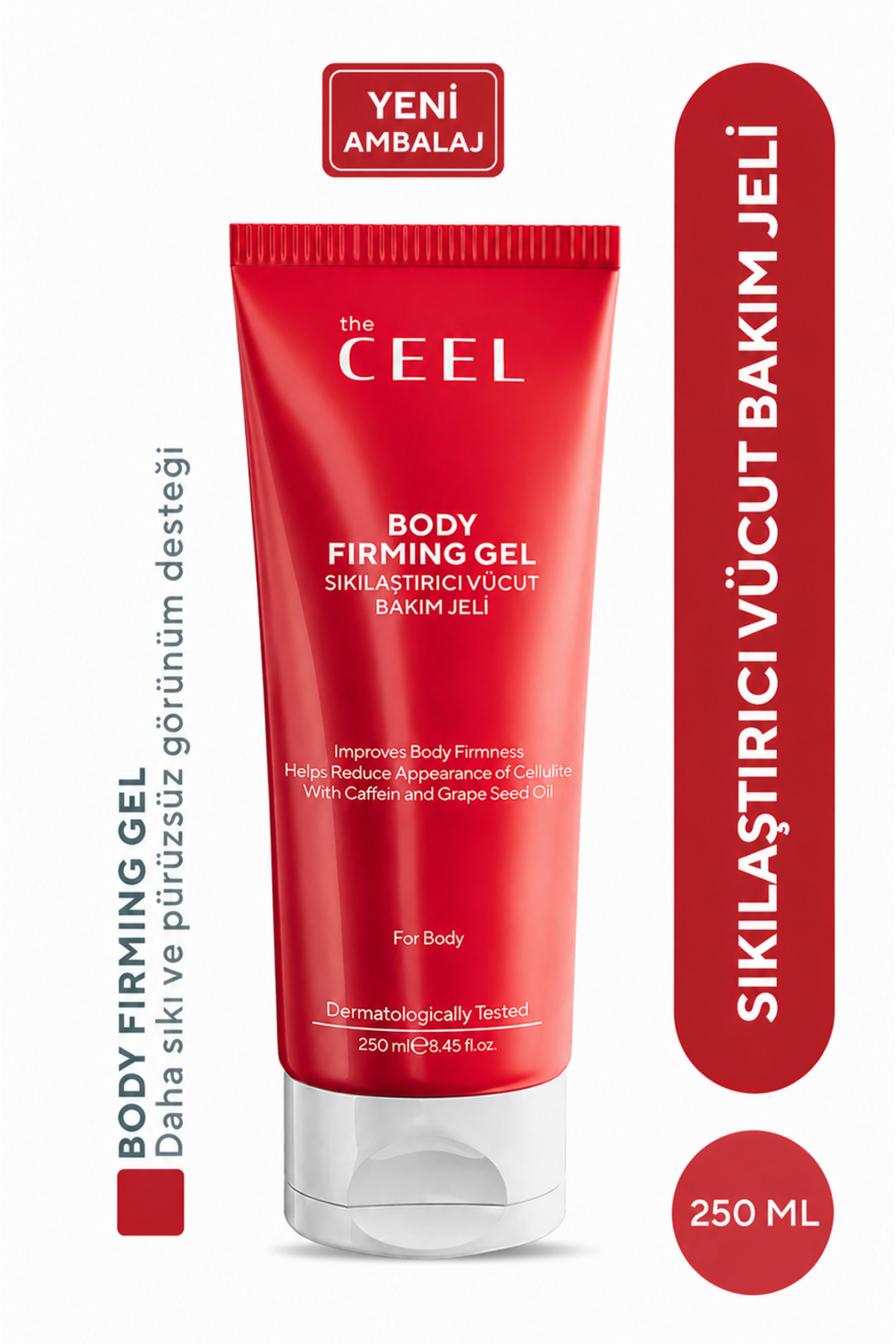 The Ceel Sıkılaştırıcı Vücut Bakım Jeli | Kafein, Üzüm Çekirdeği Yağı, Vitamin E 250 ml