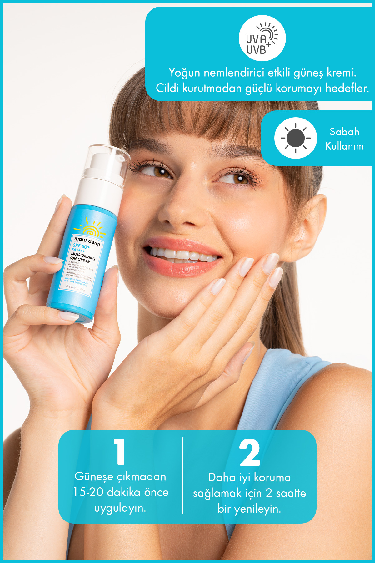 Maru.Derm Nemlendirici Güneş Kremi SPF 50+ PA++++ | Yeni Nesil Kore Filtreli 50 ML - Görsel 3