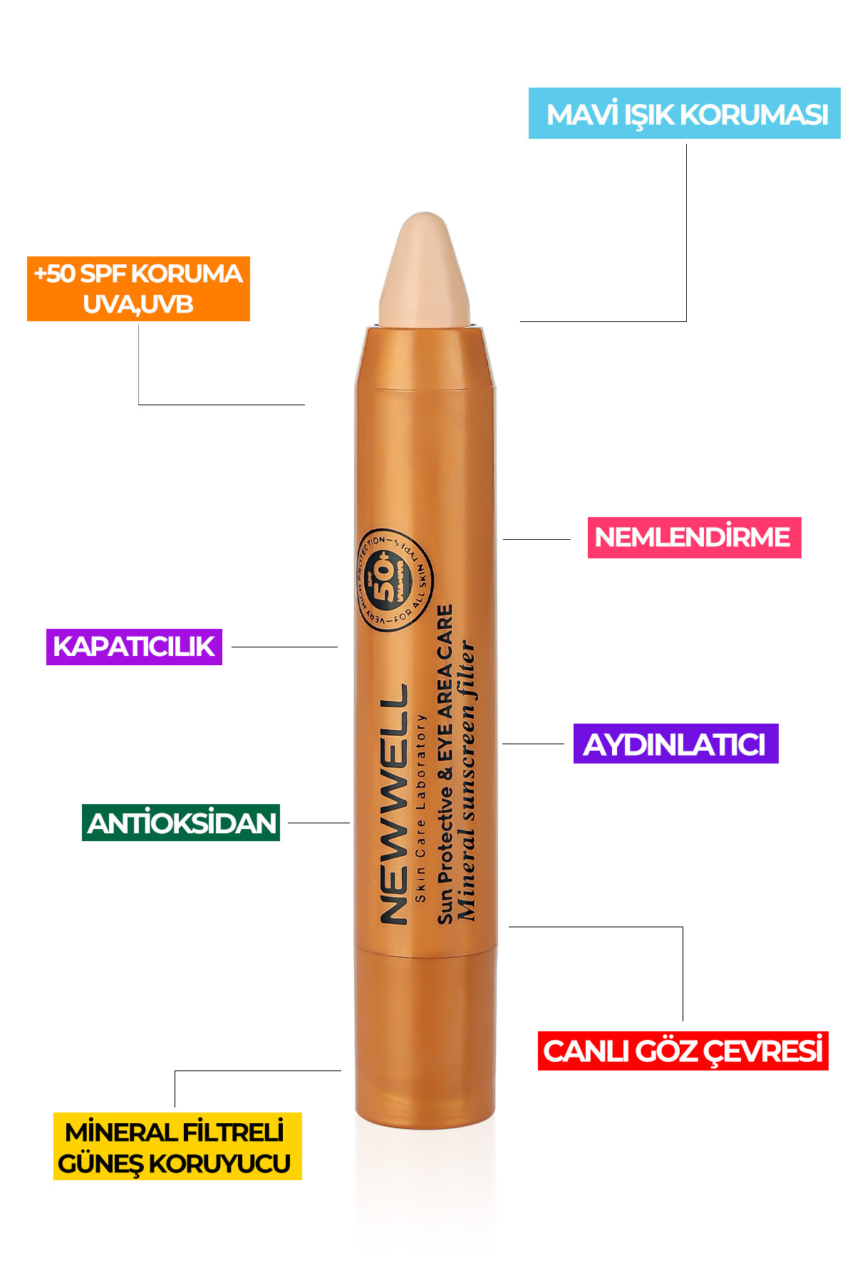New Well Güneş Korumalı Göz Çevresi Concealer Cream 50+SPF - Görsel 3