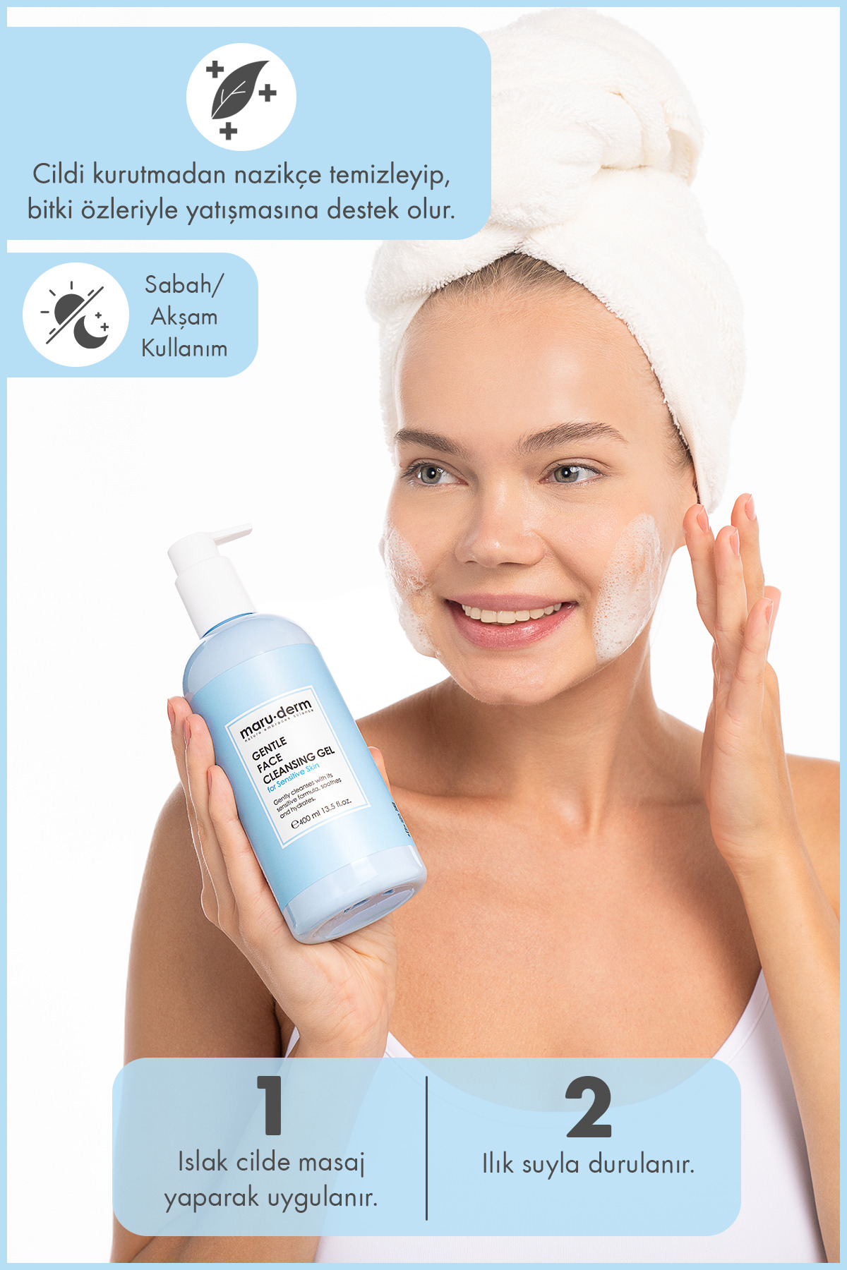 Maru.Derm Hassas Ve Atopik Ciltler Için Yüz Temizleme Jeli 400 ML - Görsel 3