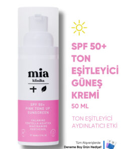 mia klinika Spf 50+ Pink Tone Up Ton Eşitleyici Pembe Yüz Güneş Kremi